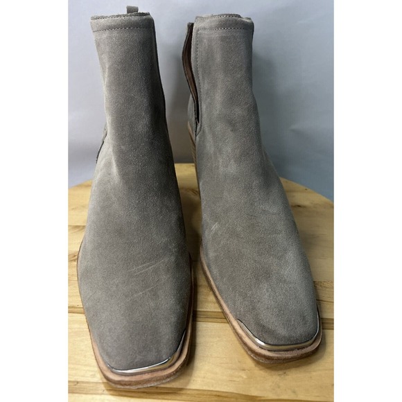 Jeffrey Campbell Cromwell Western Ankle Boots Beige Suede Square Toe Women's 11 - Picture 2 of 9